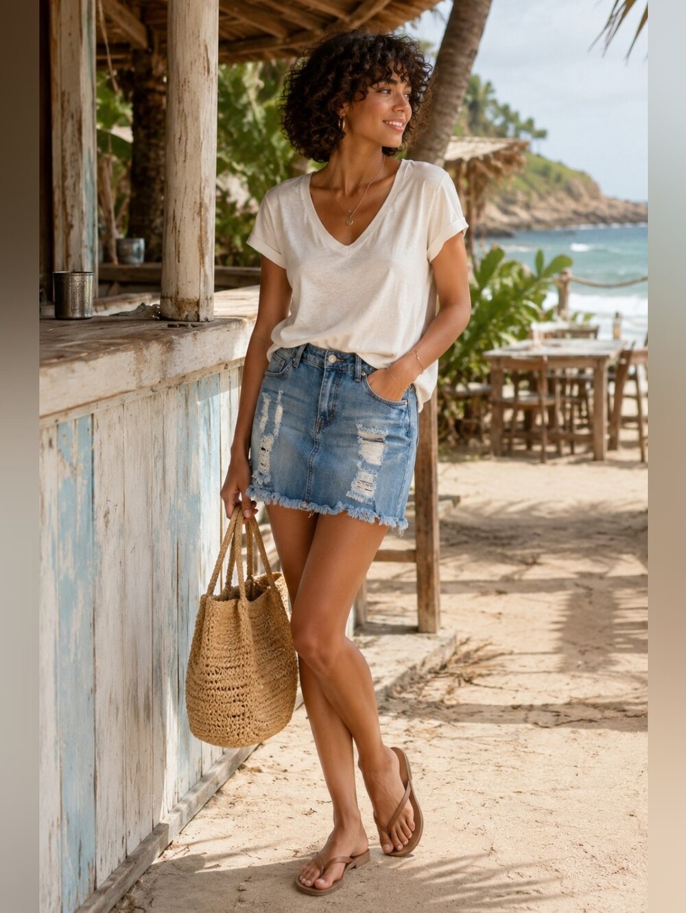 Wax Jean Distressed Denim Mini Skirt.